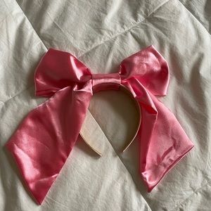 Pink satin bow headband